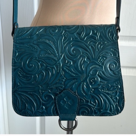 Patricia Nash ILINA Leather Tooled Flap Handbag - Picture 1 of 8